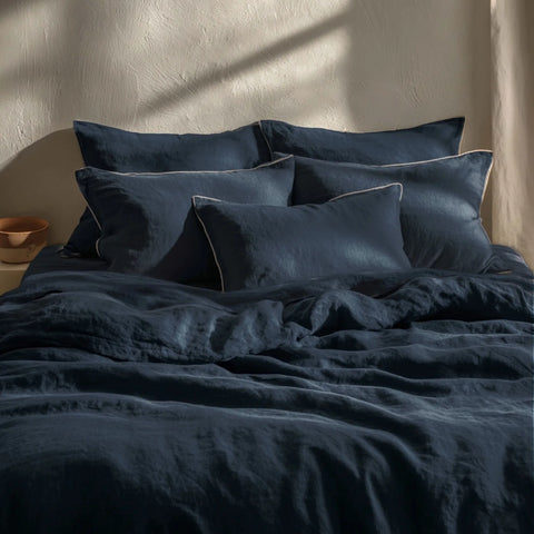 Deep Indigo Linen Bedsheet Set