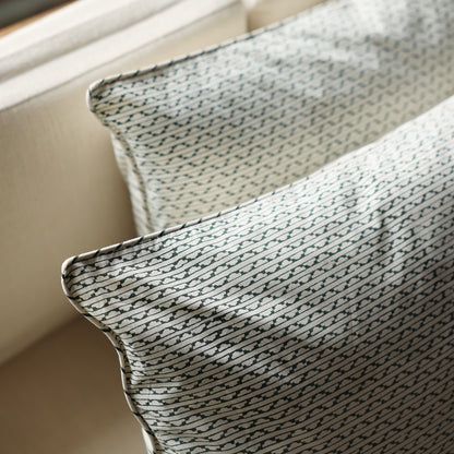 Jade Grid Block Printed Percale Pillow Cases (Set of 2)