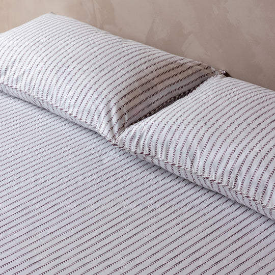 Mauve Echo Block Printed Percale Bedsheet Set