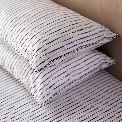 Mauve Echo Block Printed Percale Bedsheet Set