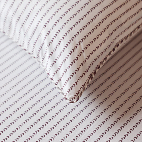 Mauve Echo Block Printed Percale Bedsheet Set