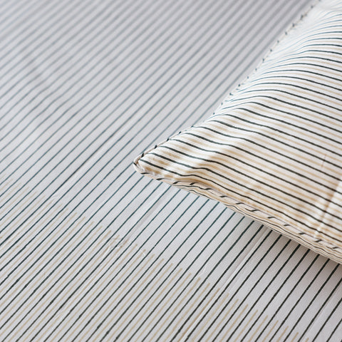 Meadow Greens Block Printed Percale Bedsheet Set