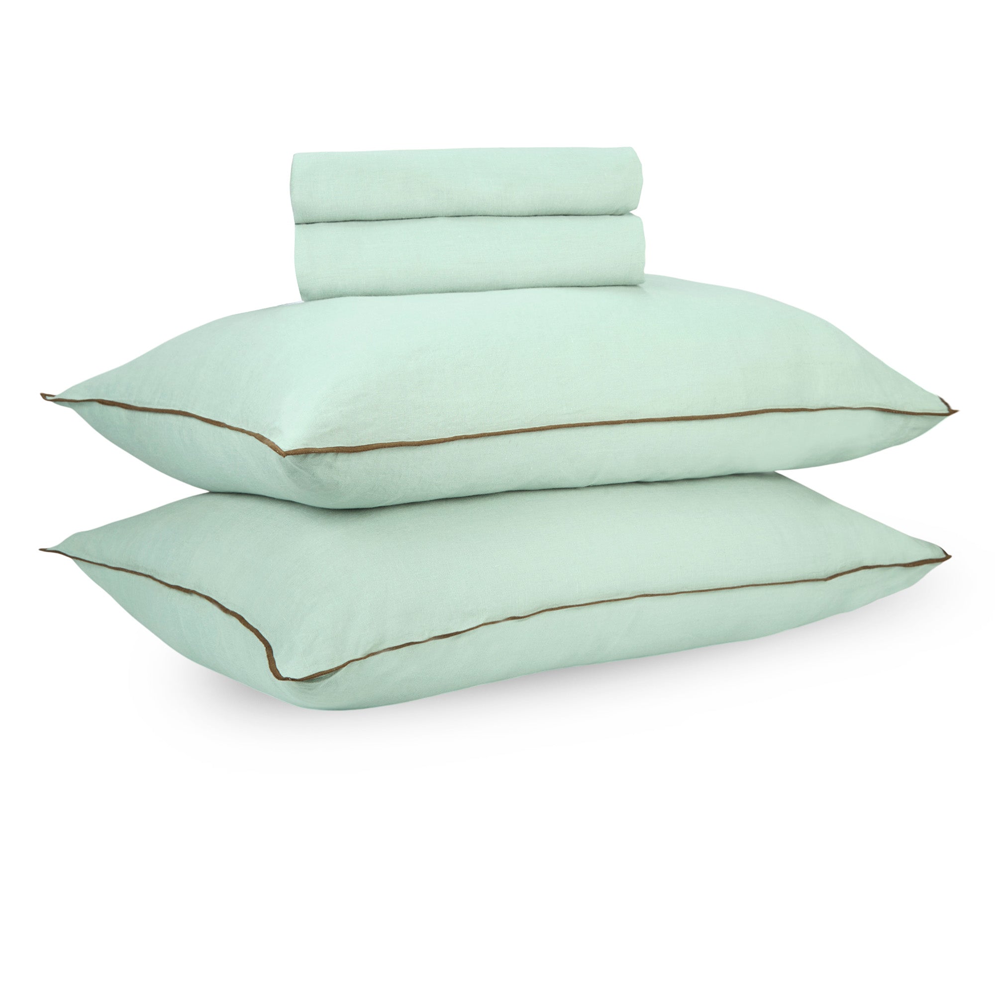 Mint Green Linen Bedsheet Set