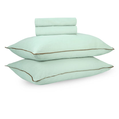 Mint Green Linen Bedsheet Set