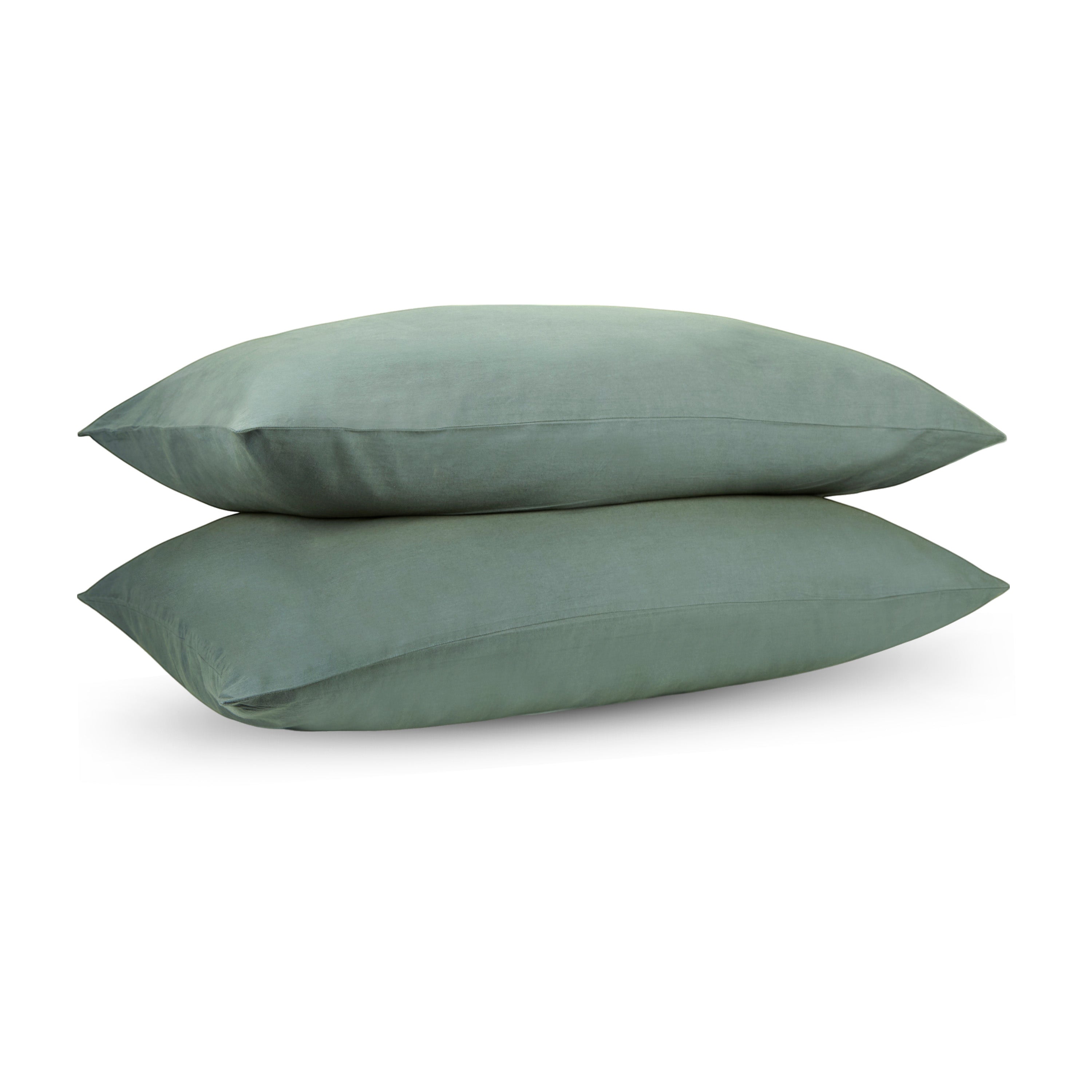 Pine Green Percale Pillow Cases (Set of 2)