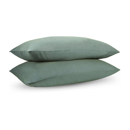 Pine Green Percale Pillow Cases (Set of 2)
