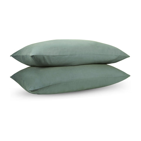 Pine Green Percale Pillow Cases (Set of 2)