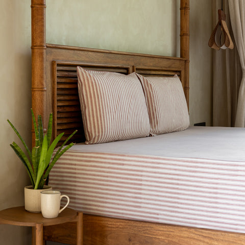 Vintage AshRose Block Printed Percale Bedsheet Set