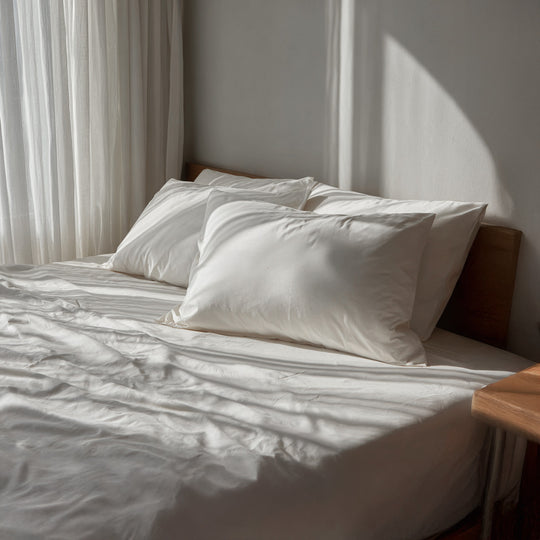 Milky White Percale Cooling Bedsheet Set