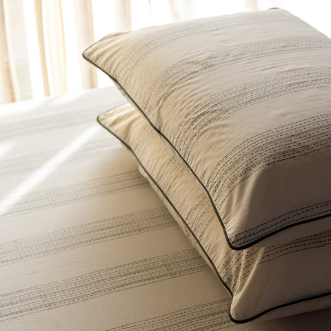 Willow Green Block Printed Percale Bedsheet Set