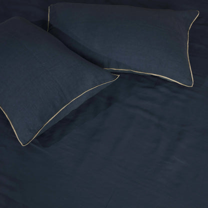 Deep Indigo Linen Bedsheet Set