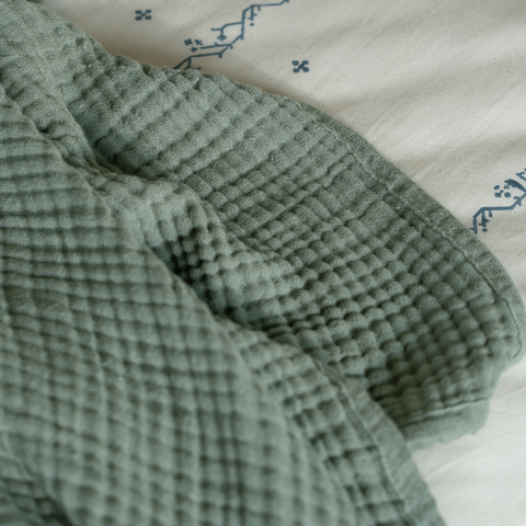 Sage Green Cotton Gauze Light Blanket