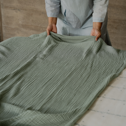 Sage Green Cotton Gauze Light Blanket