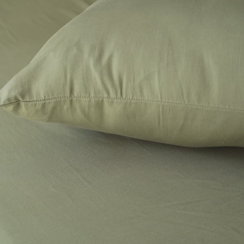Moss Olive Percale Cotton Cooling Bedsheet Set