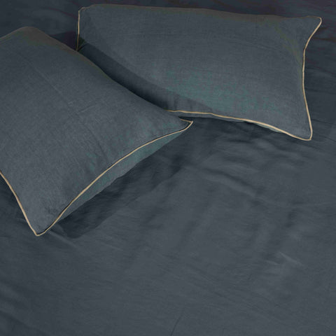 Twilight Blue Linen Bedsheet Set